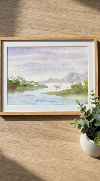 Lakeview Miniature Watercolor Painting