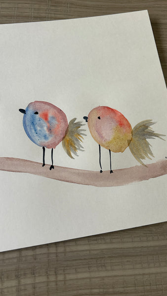 Three Chirping Birds - Watercolor