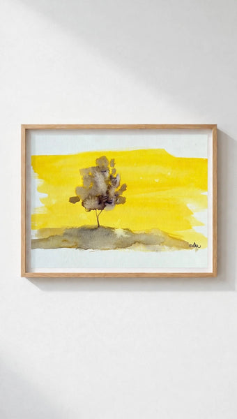 Watercolor Tree Landscape Painting