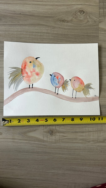 Three Chirping Birds - Watercolor