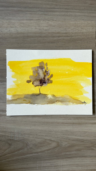 Watercolor Tree Landscape Painting