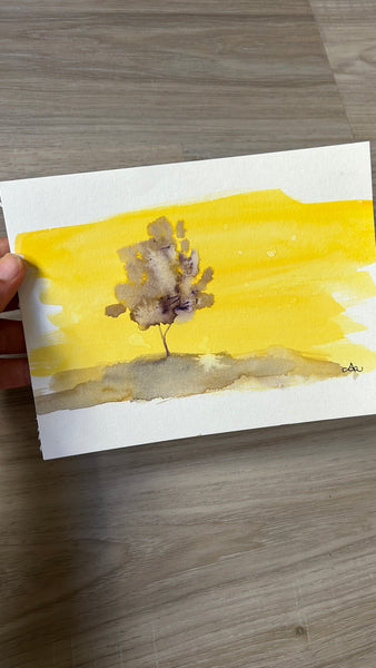 Watercolor Tree Landscape Painting