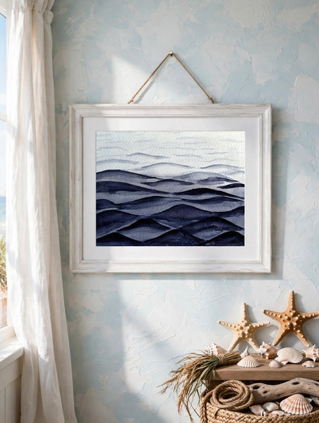 Ocean Wave Watercolor Painting