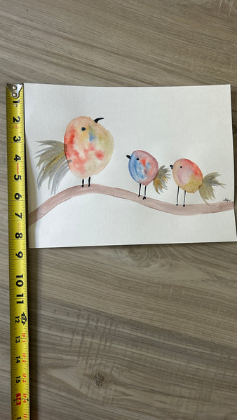 Three Chirping Birds - Watercolor