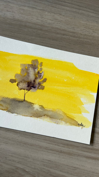 Watercolor Tree Landscape Painting