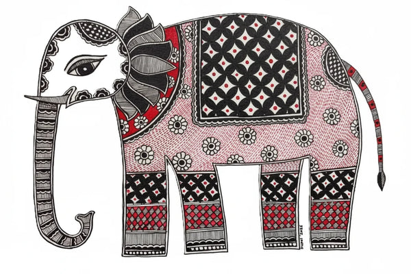 Handmade Elephant - Madhubani Art